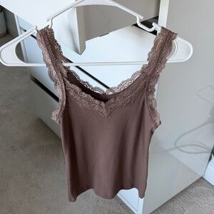 SO Lace Trim Camisole in Brown